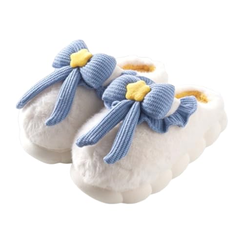 Women's Butterfly Bow-Knot Slippers Adult Soft Warm Plush Flowers Indoor Non-slip Home Comfortable Thick Bottom Cotton Shoes