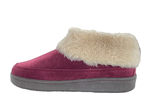 Clarks Womens Slipper Suede Ankle Bootie JMH1883 -Plush Faux Fur Collar and Lining - Indoor Outdoor House Slippers For Women (9 M US, Burgundy)2
