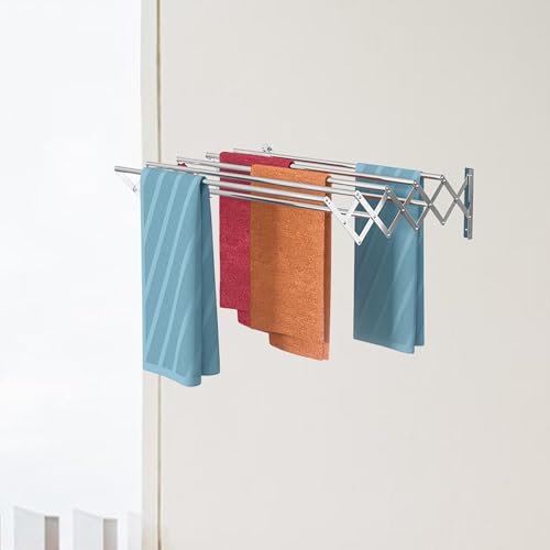 Porte-serviettes mural pliable de qualité supérieure extensible 60cm acier inoxydable durable