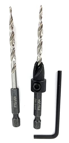 Image of FTG USA #8 (11 /64 inch) Wood Countersink Drill Bit w / 1 Repl. Bit & Hex Key | Features size #8 countersink and one extra 11 /64 inch replacement tapered bit. Includes an Allen wrench hex key tool