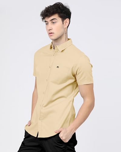 Image of BRUCEWANE Men's 100% Cotton Half Sleeve Shirt