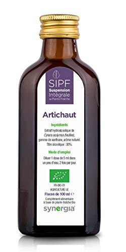 ARTICHAUT Bio Français 100 ml | Solution Buvable De Plantes Fraîches pour Détoxifier Naturellement le Foie | Origine France Certifiée Certifié AB | Formule 100% Naturelle | Laboratoire SYNERGIA