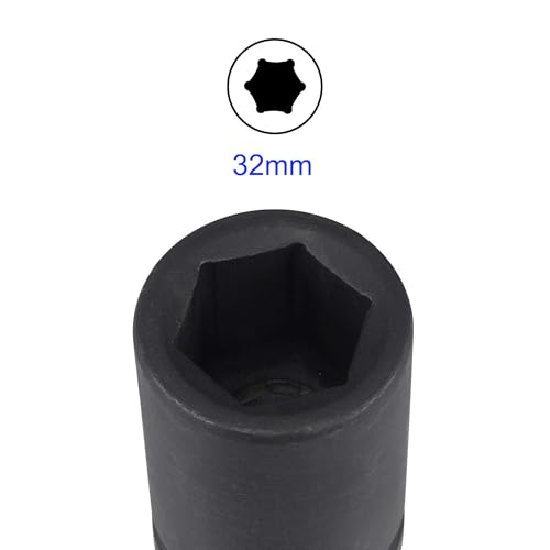 MACHSWON 1 Inch Drive - 32mm Deep Impact Socket with 6 Point Design, Heat-Treated Cr-V Steel 80mm Length, Metric Sizes - Image 3