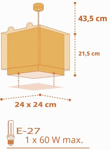 Lustre chambre enfant E27 jaune pour éclairage central doux - 5