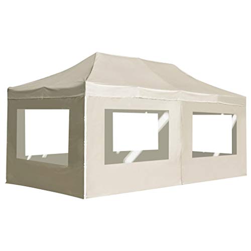 vidaXL Carpa Plegable Profesional con Paredes Aluminio Cenador Pagoda Pérgola Fiestas Celebraciones Estructuras Recintos Parasoles 6x3 m Crema