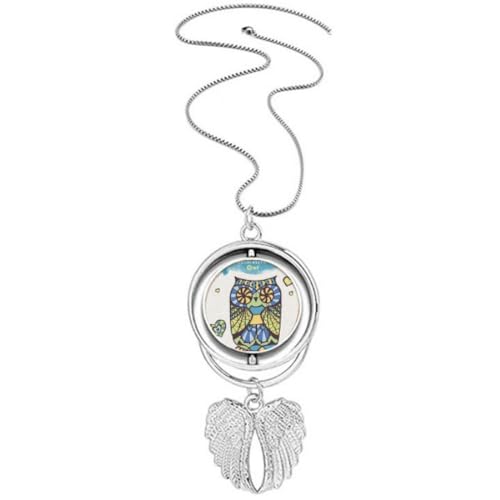 Collier ailes d'ange Art déco et pendentif chouette d'amour en métal ciselé