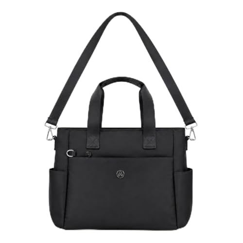 Bolsa Feminina Transversal de Ombro em Nylon Impermeável Bolsa Tote Grande com Alça Removível Espaçosa para Casual Trabalho Faculdade e Dia a Dia Preta (Preta)