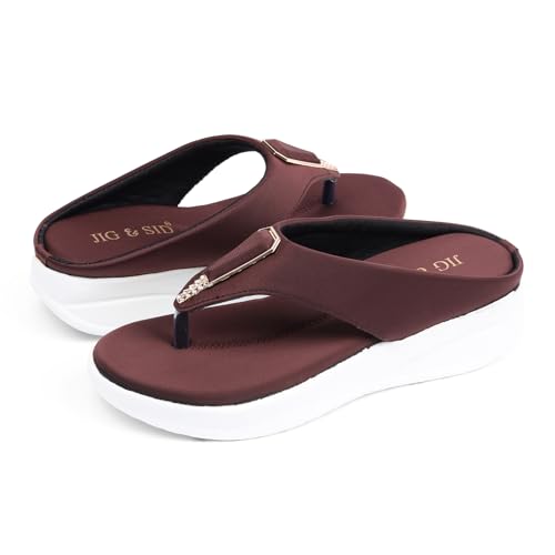 Image of JIG & SID Women & Girls Flip-Flops Slippers Light weight, Soft Footbed, Comfortable & Stylish Wedges Slip On Slipper For Casual Wear & Formal Wear (J S 110645)