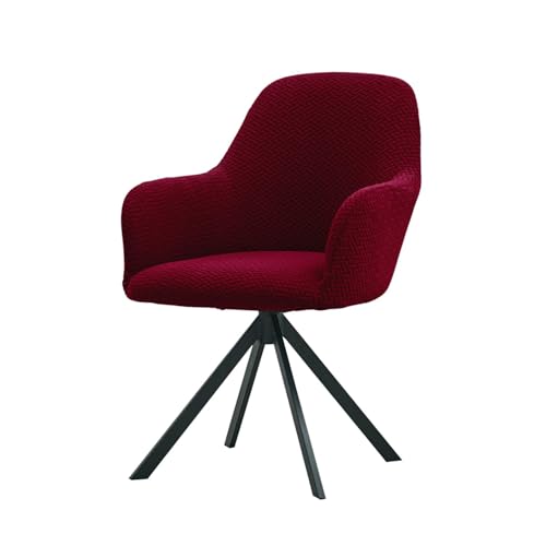 Image of HOKIPO Premium Jacquard Fully Covered Cover for Swivel Dining Chair with Arms, Burgundy (NEW-AR-5356-BRGN)