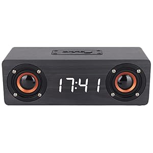 Bluetooth Speaker Microfoon HD Radio Wekker Luidspreker Multifunctioneel Huis Faux Wood Elegant