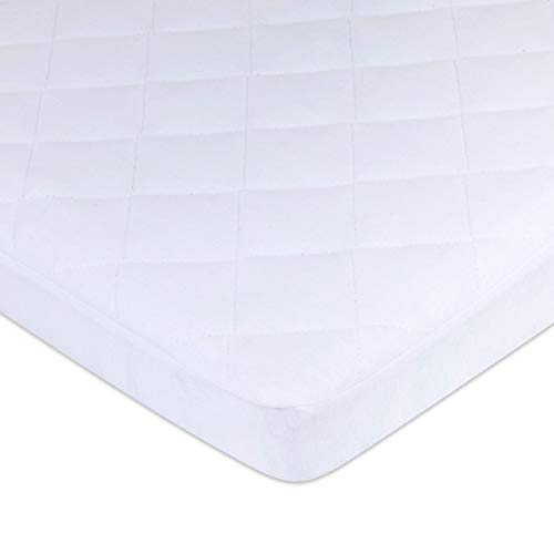 Image of Ely's & Co. Patent Pending Waterproof Cotton Quilted Pack n Play Sheet | Mini Crib Sheet | All in one Mattress Pad Cover and Cozy Sheet, White