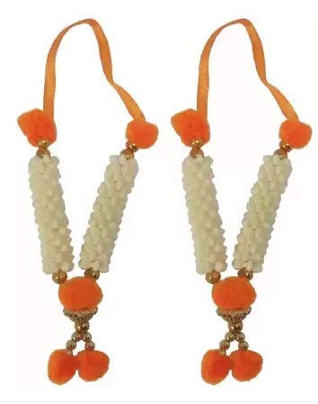 Salvus APP SOLUTIONS Beautifully Handcrafted Artificial Garland Mala for Small Idols & Photo Frames for Temple, Home Decoration, Religious Rituals, and Festivals, Set of 2 (Multicolor, 2 Inch)