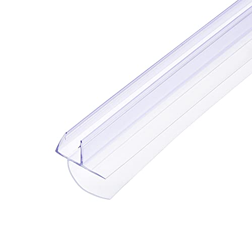 Uxcell Frameless Glass Shower Door Sweep, 27.56" Long, With 1"(25Mm) Drip Rail - 3/8"(10Mm) Glass, H-Type Door Bottom Side Seal Strip #TOP1