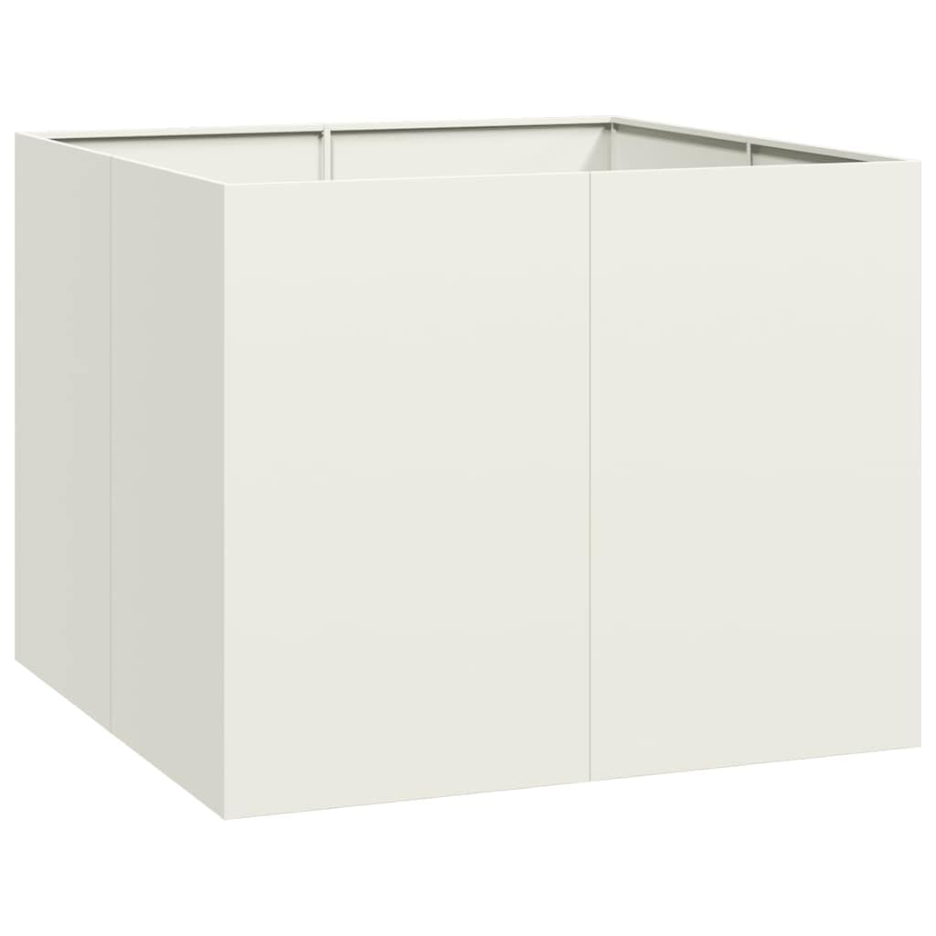 Ogrodnik Stal Biały 100x100x80 cm | Stal walcowana na zimno, otwarte dno do drenażu, wzmocnienia wsporników wewnętrznych, do ogrodu balkonowego patio