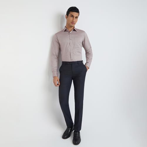 Image of Raymond Men's Slim Fit Solid Pattern Pure Cotton Semi Cut Away Collar Full Sleeve Formal Shirt