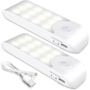 Lámpara Nocturna Recargable Con Sensor Movimiento (2 Pcs Con 24 Led), Luces Con 3 Modos, Luz Cálida Para Armario, Gabinete, Pasillo, Escalera, Sótano, Cocina, Garaje