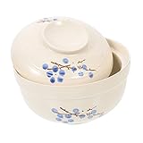INOOMP Handbemalte Keramikschale mit Deckel Vielseitige Haushalts rice Bowl Hochwertige Küchen schüssel für Suppe Reis Ramen Mikrowellengeeignet Stilvolles Essgeschirr für Zuhause und