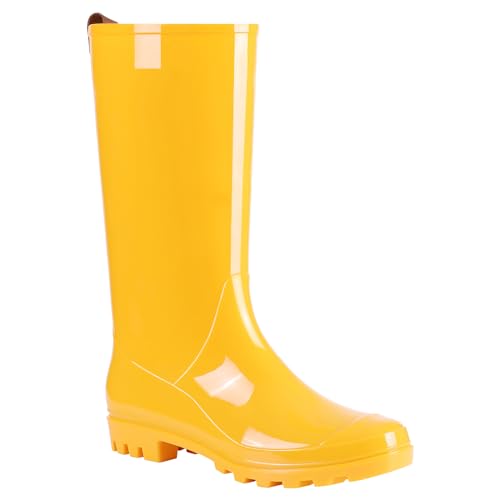 Image of Asgard Women's Tall Rain Boots Knee High Waterproof Rainboots Rubber Garden Boots- Yellow 36 (Size 6)