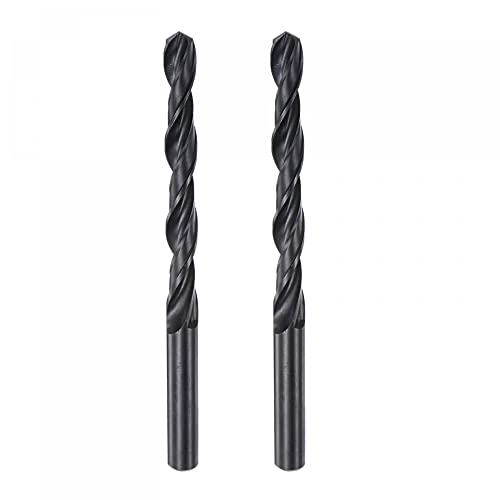 Image of sourcing map 6542 High Speed Steel Straight Shank Twist Jobber Drill Bit, Fully Ground Black Oxide Drill Bits 8.4mm Drill Diameter 115mm Total Length 2 Pcs
