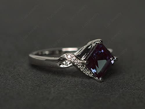 925 Sterling Silver Gemstone Ring Kite Set Square Cut 7X7 MM Engagement Ring for Women Jewelry3