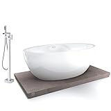 Freistehende Badewanne DESTINO Acryl - 175 x 100 cm - Weiß - Armatur optional, Standarmatur:Inkl. Standarmatur 1523C, Siphon:Inkl. Siphon