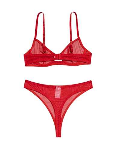 Image of Lilosy Sexy Mesh Sheer Underwire Push Up Lingerie Set Lingerie Set