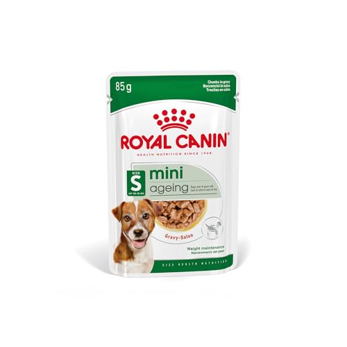 Royal Canin Mini Ageing 8+ | Doppelpack | 2 x 12 x 85 g | Alleinfuttermittel für kleine ältere Hunde | Stückchen Soße