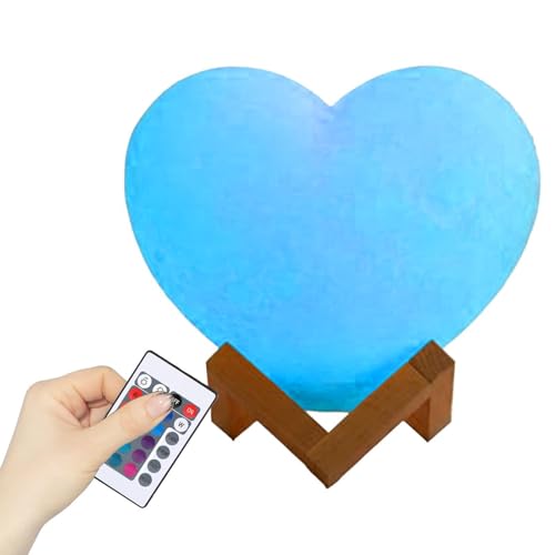 Lampada a forma di cuore a 16 colori, lampada LED d'atmosfera, lanterna luminosa con supporto e telecomando, illuminazione LED ricaricabile tramite USB, per San, asilo, soggiorno