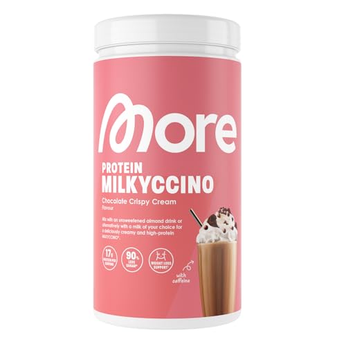 MORE Protein Milkyccino, Chocolate Crispy Cream, 500 g, Mix aus Whey Konzentrat und Casein ideal zum Muskelaufbau und -erhalt, mit Koffein & Laktase - made in Germany
