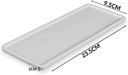 Ceramic Vanity Tray Large White - Set of 2 | Rectangle Soap Dish | Jewellery Organiser | Dresser Trinket Dish | Bathroom Tray | Cosmetics Holder | Sanitary Storage | M&W