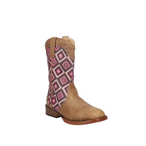 ROPER Kids Girls Glitter Geo Square Toe Casual Boots Mid Calf - Beige2