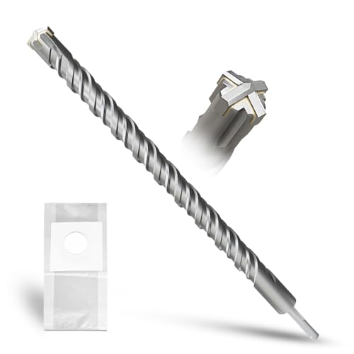 METOTY Punta per trapano SDS Plus, 28 mm x 410 mm, trapano a martello, per pietra, cemento, pietra naturale, muro di mattoni