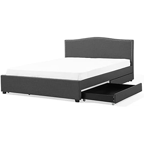 Beliani Cama tapizada en poliéster Gris con almacenaje Montpellier Cover