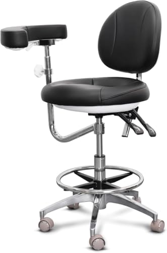 LIMKOMES Medical Dental Assistant Chair with Rotatable Armrest Rolling Medical
