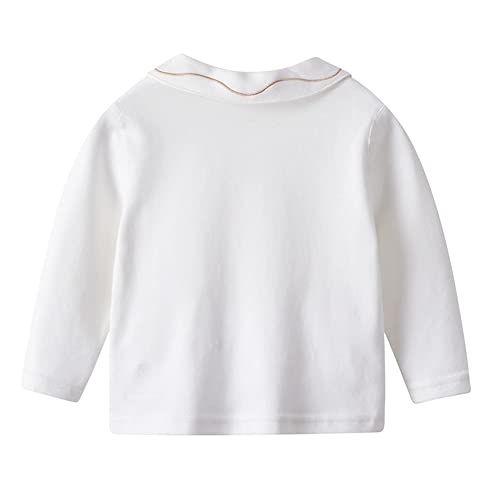 Toddler Little Girls' Long Sleeve White Snap Cotton Blouse Top Shirt2