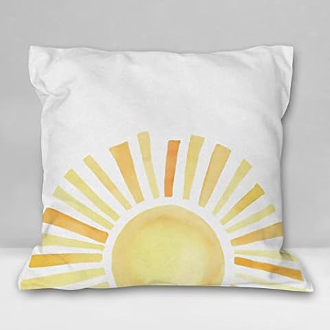 Burosev Abstract Sun Sunshine Soft and Comfortable Throw Pillow Cover,Boho Sunset Decorative Pillowcase, Abtract Mordern Art Decor Decorations for Home Bedroom Sofa Living Room (18 × 18 Inch) Cover