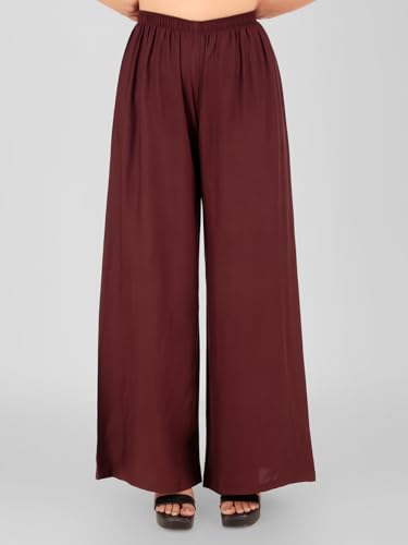 Image of Go Gazab - Stylish Women's Palazzo: Trendy Rayon Solid Color Ethnic Wear Palazzo