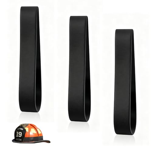 Firefighter Helmet Bands Heavy Duty Rubber Helmet Strap Band Fits for Modern & Traditional Style Fire Helmets and Hard Hats Holds Common Accessories on your Helmet - Not Easily Broken Black 3 Pack
