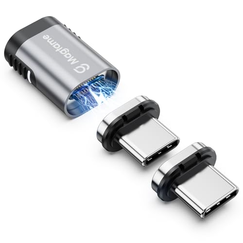 Magtame 240W magnetischer USB C Adapter 40Gbps 1Pack gerade Typ C Adapter mit 2 Tipps 24Pin schnelle Ladung Datenübertragung 4K 60Hz für USB 3/4 MacOS Pro/Air Laptop Tablet und Typ C Geräte