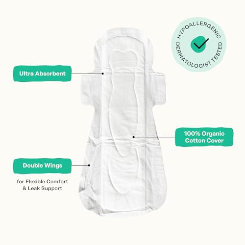 Image of The Honey Pot Company - Herbal Sanitary Pads for Women - Heavy Flow Overnight w /Wings - Infused w /Essential Oils for Cooling Effect & Organic Cotton Cover - Feminine Care - 16 ct