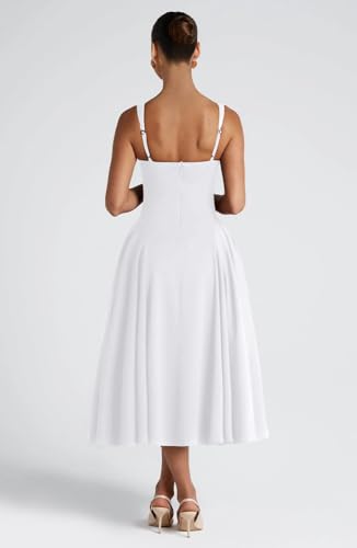 Image of Memoriesea Women's Elegant Square Neck Swing A Line Wedding Evening Party Midi Dress