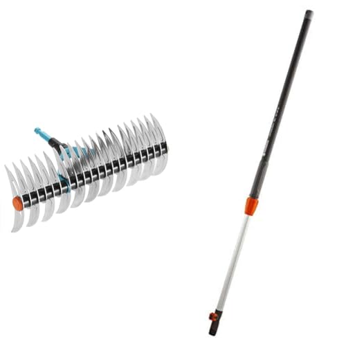 GARDENA Combisystem cutting rake: rake for removing moss and thatch, 35 cm working width & combisystem Telescopic Handle 90-145 cm: Extension handle for combisystem tools, infinitely