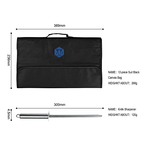 Xyj Stainless Steel Kitchen Knives Set 10 Piece Chef Knife Set With Knife Sharpening Rod Carry Case Bag & Sheath Well Balance Ergonomic Handle #TOP4