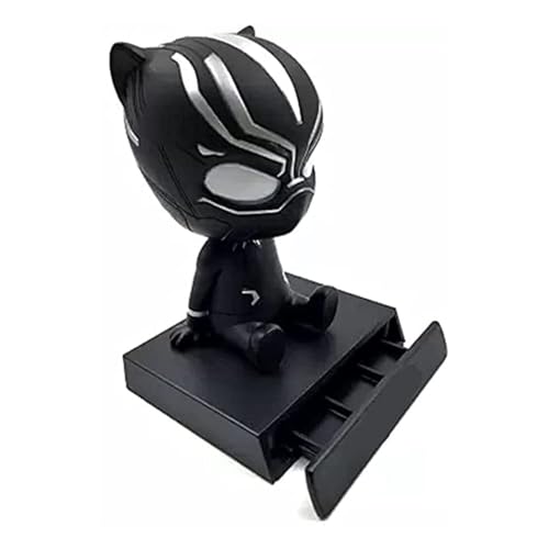 Image of Super Hero Action Figure Limited Edition Bobblehead with Mobile Holder for Car Dashboard, Office Desk & Study Table (Black Panther)