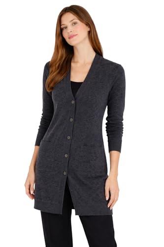 Image of State Cashmere Women's Button Front Cardigan 100% Pure Cashmere V Neck Fashion Sweater Dress with Pockets