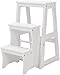 MFLASMF Sedia Adulti Pieghevole Scaffale Scala Scaffale Portaoggetti Sedile Pieghevole in Legno Massello Scaletta/Sedile Scala con 3 Gradini per La Casa,Sgabello Gradino con Manico Sgabell
