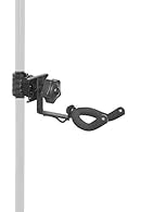 Metal ukulele, violin or mandolin holder with clamp Fixes onto any 18mm to 45 mm diameter tubing via reinforced screw-in clamping system Adjustable angle Neck support plus hook for violin bow Weight: 300g