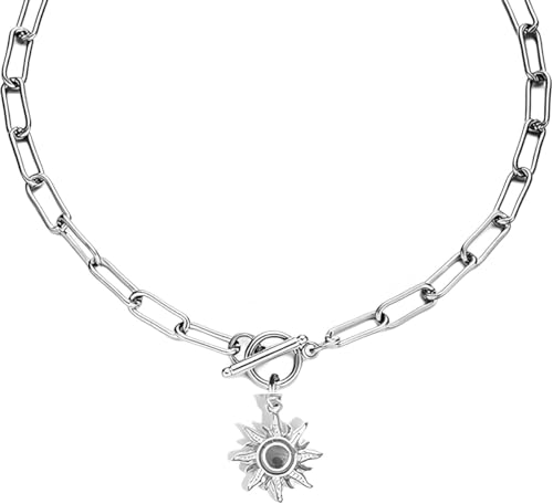 Collier punk accessoire chaîne épaisse unisexe avec pendentif coeur vintage