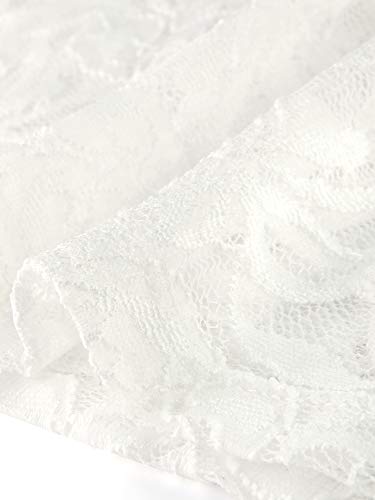 Allegra K Women's Lace Embroidery Semi Sheer Vintage Puff Sleeve Top Large White #TOP5