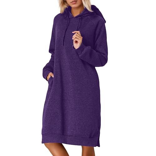 Robe pull à capuche avec ourlet fendu WWricotta tunique manches longues pour femme